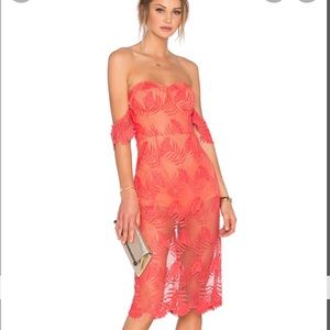 NWT Lovers + Friends Breathless Midi Dress Coral Reef Size S